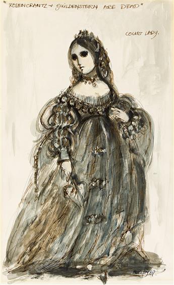 DESMOND HEELEY (1931 - 2016) Two costume designs: Lady Froth and Court Lady.